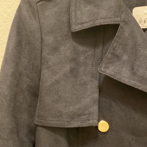 NWT VICKY TIEL BLACK DOUBLE BREASTED TRENCH COAT - Picture 5 of 9